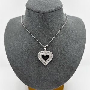 925 Solid Sterling Silver Luxury Heart Pendant Necklace